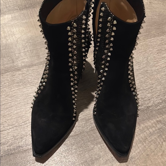 Christian Louboutin Black Ankle Boots with Silver Studs